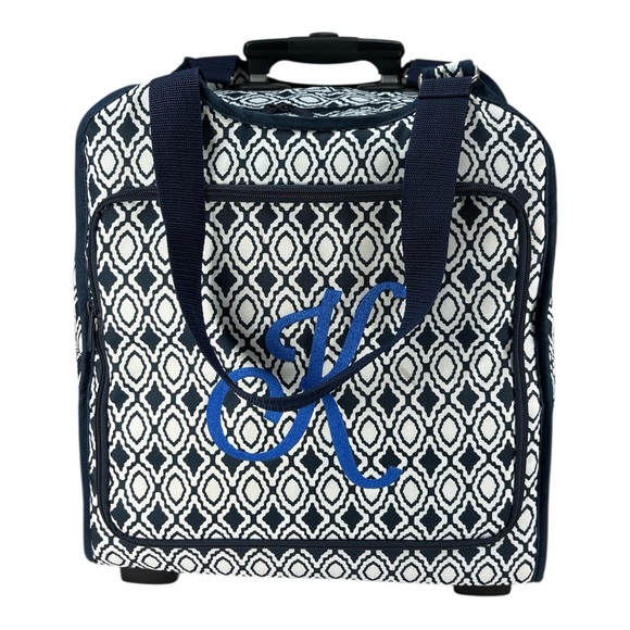 Thirty One Away We Go Roller Bag In Navy Perfect Pendant Carry On Initial K - Picture 5 of 11
